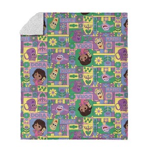 Dora the Explorer Dora and Friends Collage Silk Touch Faux Shearling Throw Blanket 50 x 60 inches - 1 of 4
