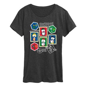 Women's - Peanuts - Christmas Stamps Short Sleeve Graphic T-Shirt - 1 of 4