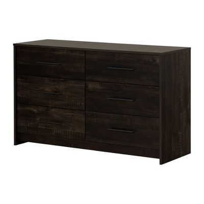 South Shore 22.5" 6 Drawer Double Dresser Rubbed Black: Laminated Particle Board, Adult Assembly Required