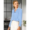 INSPIRE CHIC Women's Elegant V Neck Long Sleeve Office Work Satin Shirt - 2 of 4