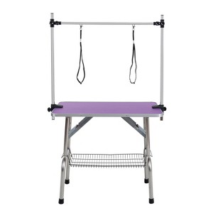 Gulches 46-Inch Foldable Pet Grooming Table for Pet Large Dogs and Cats with Adjustable Arm and Clamp - Purple - 1 of 4