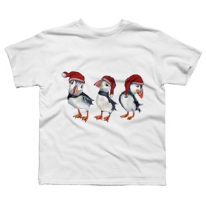 Boy's Design By Humans Christmas Puffins By msmart T-Shirt - 1 of 3