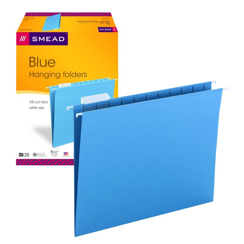 Smead Hanging File Folder with Tab, 1/5-Cut Adjustable Tab, Letter Size, 25 per Box, 3 of 11