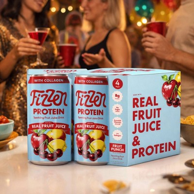 Fizzen Fruit Punch Protein Sparkling Fruit Juice - 12 fl oz/4pk