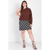 Slickblue Plus Brown Ribbed One Shoulder Top, Semi-Stretchy, Long Sleeve, Relaxed Fit, Size 1XL-3XL - 3 of 4