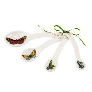 Portmeirion Botanic Garden Harmony Measuring Spoons (Set of 4) - Assorted Butterfly Motif, Porcelain Bakeware - 1 tbsp, 1 tsp, ½ tsp, ¼ tsp - 1 of 4