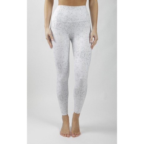 Yogalicious - Women's Nude Tech Water Droplet High Waist Ankle Legging -  White/Grey - X Large