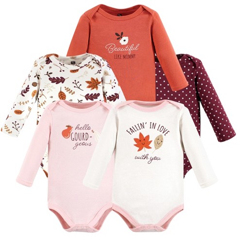 Hudson Baby Infant Girl Cotton Long-sleeve Bodysuits, Hello Fall : Target