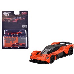 Aston Martin Valkyrie Maximum Orange with Carbon Top Limited Edition to 2640 pieces Worldwide 1/64 Die Cast Model Car by Mini GT - 1 of 3