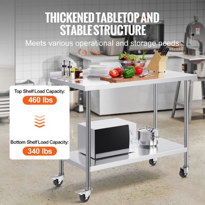 VEVOR 40" H x 48" L Stainless Steel Adjustable Work Table