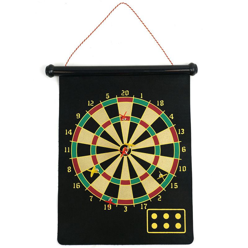Toy Time Kids' Magnetic Roll-up Dart Board and Bullseye Game with Darts - Red/Yellow, 3 of 9