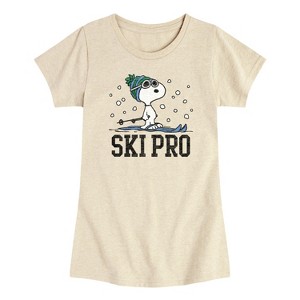 Girls' - Peanuts - Snoopy Ski Pro Short Sleeve Graphic T-Shirt - 1 of 3