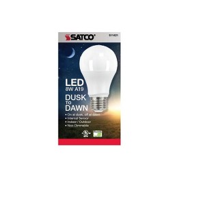 Satco . A19 E26 (Medium) LED Dusk to Dawn Bulb Warm White 60 Watt Equivalence 1 pk - 1 of 1