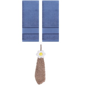 REGALWOVEN 3 Pcs Soft Absorbent Hand Towel Bathroom Decorative Set - 1 of 4