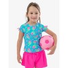 RuffleButts Toddler Girls UPF50+ Active Raglan Bow Shirt - Neon Happy Hibiscus, 3T - 3 of 4