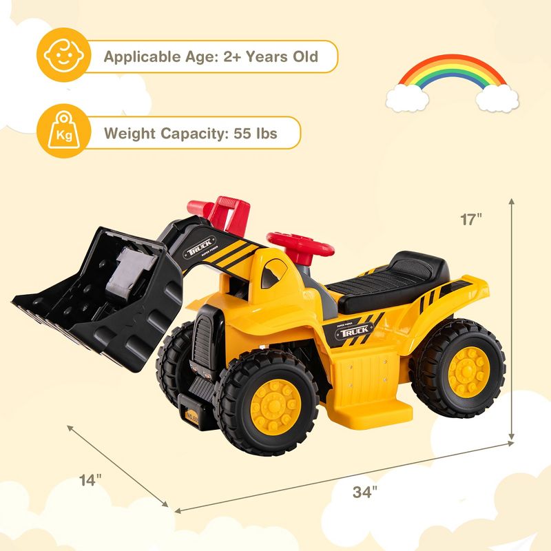 Costway 6V Electric Kids Ride On Bulldozer Pretend Play Truck Toy with Adjustable Bucket, 3 of 6