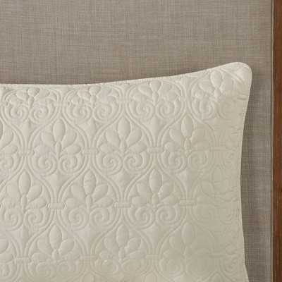 King Cream Microfiber Quilted Bedspread Set with Shams