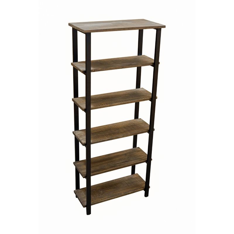 70&#34; Pomona 5 Shelf Bookshelf Metal and Solid Wood Natural - Alaterre Furniture, 5 of 11