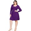 Plus Size Long Sleeve Knee Length Skater Dress - 24seven Comfort Apparel™ - 2 of 4
