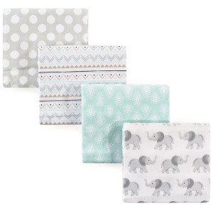 Hudson Baby Infant Cotton Flannel Receiving Blankets, Gray Elephant, One Size - 1 of 2