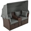 Nestfair 2-Seater Wicker Outdoor Double Day Bed with Foldable Awning and Cushions - 4 of 4