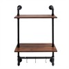OUTSUPPLY 3 Tier and 2 Tier Wall Mounted Shelves Wood Display Shelves, and 3 additional hooks, Hanging Wall Shelves for Bedroom - 2 of 4