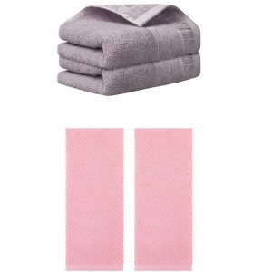 REGALWOVEN 4 Pcs Solid Soft Absorbent Hand Towel for Bathroom 14" x 30" - 1 of 4