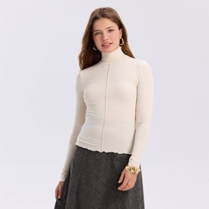 Women's Long Sleeve Mock Turtleneck Knit Top - A New Day™ - 1 of 4