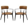 HOMLUX Set of 2 Modern Arm Dining Room Chair Faux Leather Accent Chair with Open Backrest for Kitchen&Living Room&Bedrom - 2 of 4