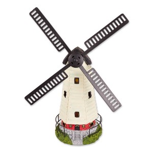 8" Polyresin Solar Windmill Lighthouse Sculpture Off-White - Zingz & Thingz: Outdoor Garden Statue, No Battery Required - 1 of 4