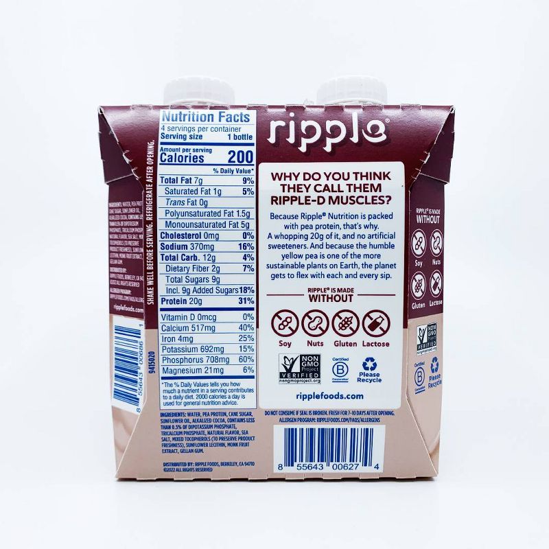 Ripple Vegan Protein Shakes - Chocolate - 4pk, 3 of 6