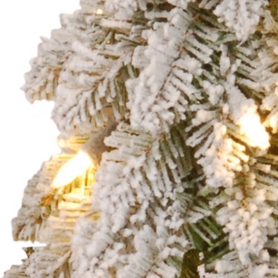 4' Prelit Snowy Downswept Artificial Christmas Tree with Clear Lights