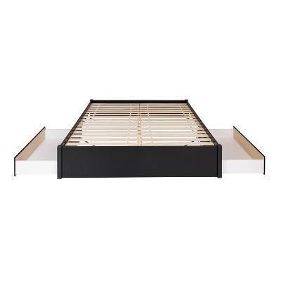 Elegant King-Sized Platform Bed with Upholstered Wood Frame and Storage Drawers
