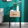 SKONYON Wood Nightstand with Drawer Steel Frame Side Table - 4 of 4