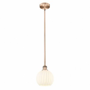 White Venetian - 1 Light Stem Hung Mini Pendant In Modern Style-9.5 Inches Tall and 8 Inches Wide - 1 of 1