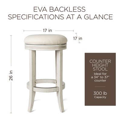 White Oak Backless Swivel Counter Stool with Upholstered Seat