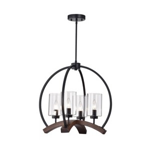 22" x 22" x 46" Arden Caged Chandelier Black - Warehouse Of Tiffany: ETL Listed, Metal & Glass, Ceiling Fixture - 1 of 2