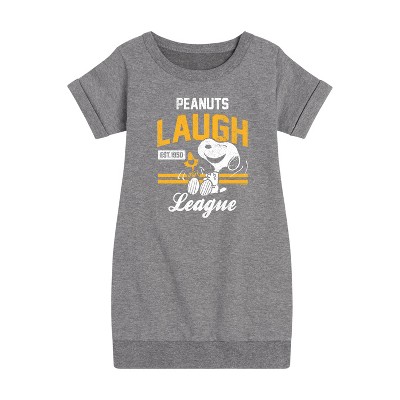 - Peanuts - Peanuts Laugh League Graphic Short Sleeve Fleece Dress