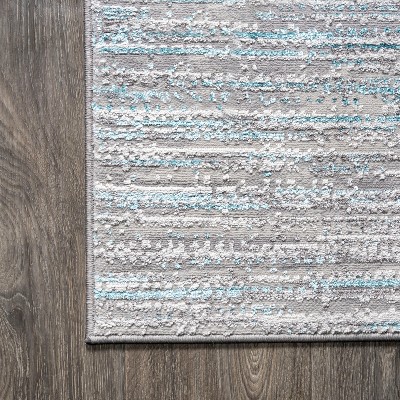 Reversible Gray Stripe Synthetic 8' x 10' Easy-Care Area Rug