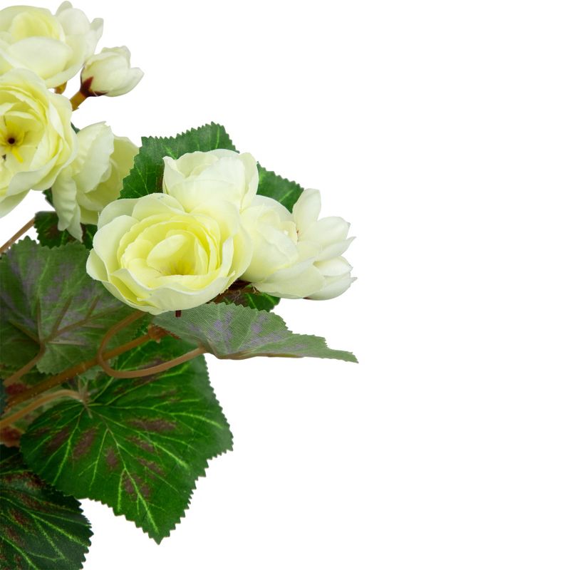 Northlight 11" Cream Potted Silk Begonia Spring Artificial Floral Arrangement, 4 of 6