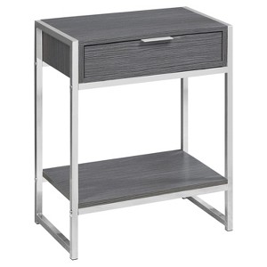 Monarch Specialties ACCENT TABLE - 24H / GREY / CHROME METAL - 1 of 4