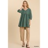 Slickblue Print Blocked Ruched Front Deep V Dress for Women, Stretch Fit, Soft Clay/Seaweed, Size S-L - 2 of 4