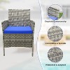 3-Piece Patio Furniture Set, PE Rattan Chairs w/ Soft Cushions & Glass Coffee Table - Outdoor Conversation Set for Garden, Deck, Poolside, Grey/Blue - 2 of 4