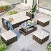 5-Piece Outdoor Patio Wicker Sofa Set with Adustable Backrest, Coversation Set with Lift Top Coffee Table - ModernLuxe - 2 of 4