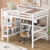 Full Size Loft Bed with Storage Shelves and Under-Bed Desk, Space-Saving Loft Bed Frame for Kids, Teens & Adults, Gray/White - ModernLuxe - 3 of 4