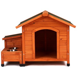 BENCMATE Pet Crates and Houses Premium Wooden Dog House, Spacious Indoor, Outdoor Shelter with Food Storage, Feeding Station, Orange, 35.8"*29.1"*7.5" - 1 of 4