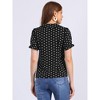 INSPIRE CHIC Women's Elegant Puff Sleeve Polka Dots Peter Pan Collar Vintage Shirt Top - 4 of 4