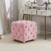 DSVIMOY Modern Upholstered Ottoman, Soft Foot Stool, Dressing Makeup Chair, Comfortable Seat for Living Room, Bedroom, Pink, 18.11"*18.11"*18.9" - 4 of 4