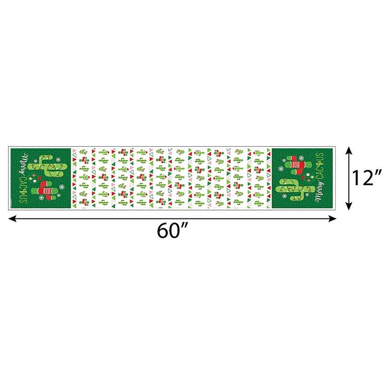 Big Dot of Happiness Merry Cactus - Petite Christmas Cactus Party Paper Table Runner - 12 x 60 inches, 3 of 4