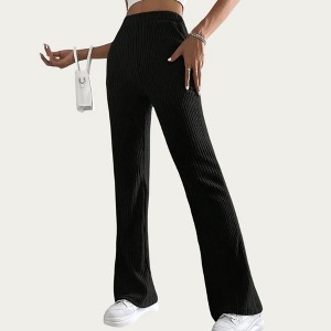Anna-Kaci Women's Soft Ribbed Knit Lounge Pants with Flared Leg Silhouette and Comfortable High Waist Fit for Everyday Comfort - 1 of 4